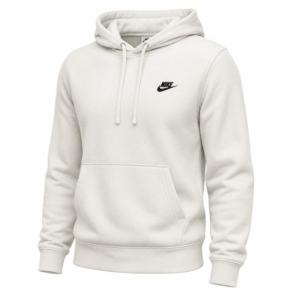 Nike Sportswear Club Pullover Hoodie Men's White Size Small Fleece Cotton Blend